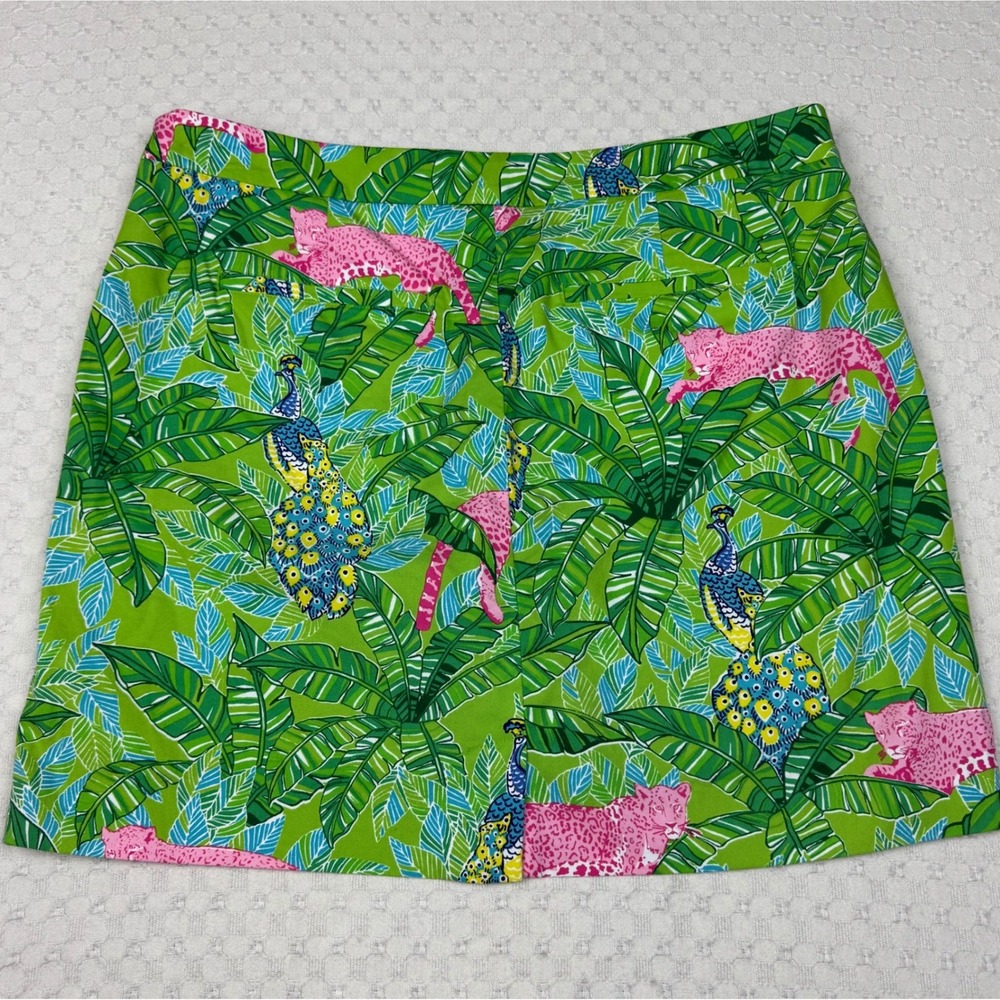 Polo Golf Ralph Lauren Skort Womens 8 Green Pink Tropical Leopard Statement - Picture 3 of 11